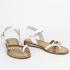 Sandale dama piele naturala DiAmanti Celine albe cu maro si auriu